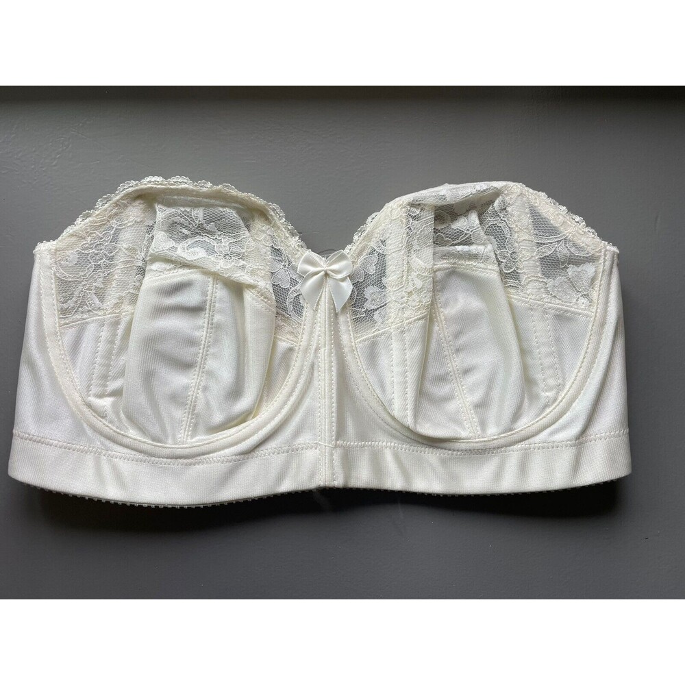 Delicates Vertical Stays Briday Ivory Strapless Lace Bow Bra Size 34D